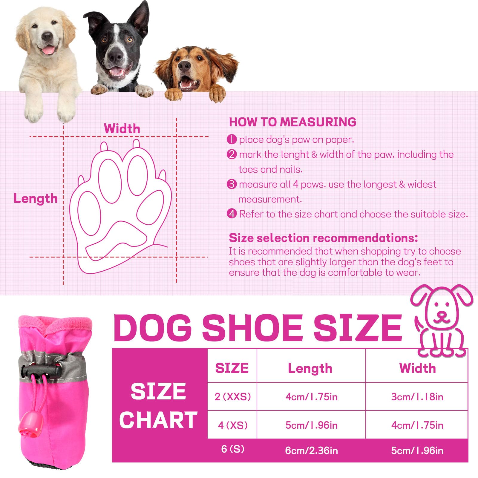 Dog Shoes for Small Dogs Anti-Slip Dog Booties and Paw Protectors, Dog Snow Boots for Small Medium Dogs (S) - Image 2
