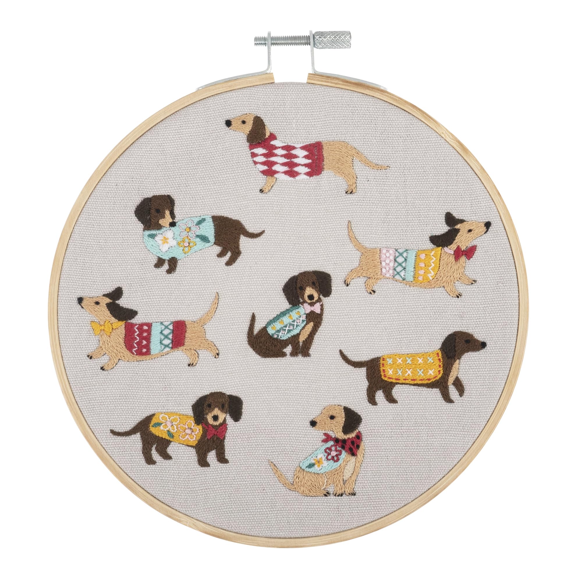 Trimits Embroidery Kits - 15cm 6" Embroidery Beginners Kit, Cross Stitch Kits for Adults, Starter Set with Bamboo Hoop, Fabric, Threads, Needle & Backing - Dogs
