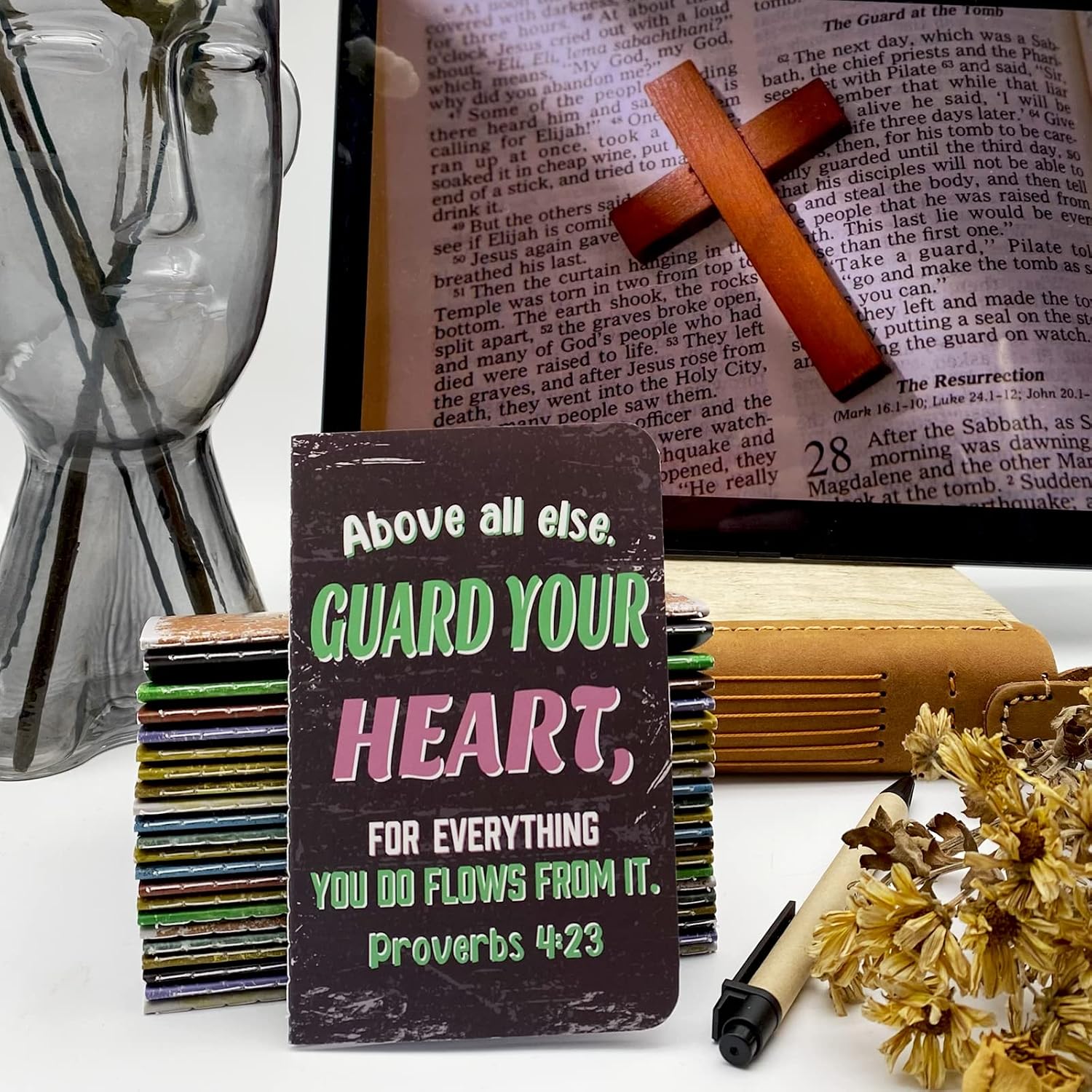 24 Pieces Bible Verse Notebook Religious Motivational Notepads Colorful Rustic Small Pocket Journal Inspirational Notepads Christian Notebooks for Office School Home Travel Supplies, 3.5 x 5 inch