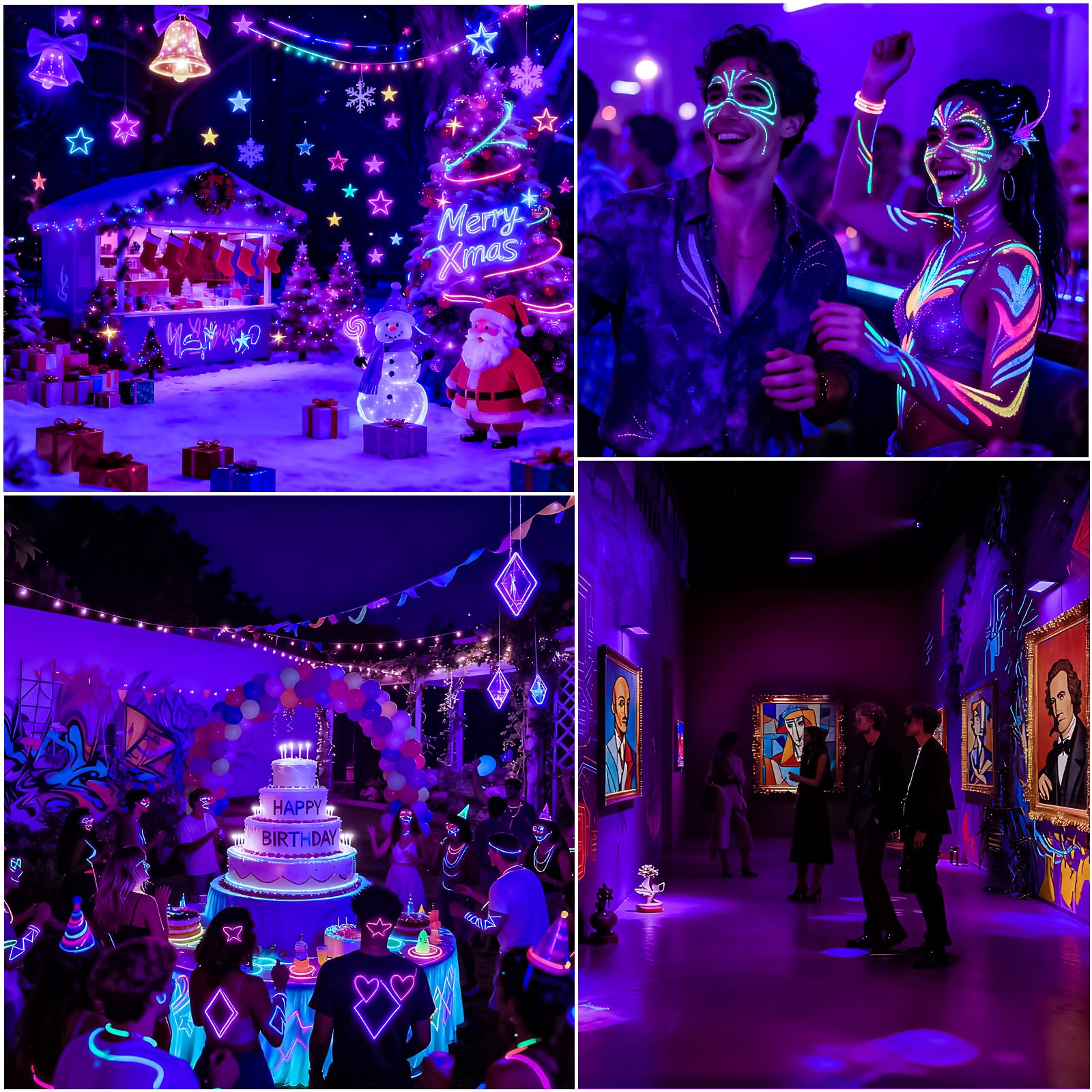 100W Black Light, UV Lamp, Black Light, IP67 Waterproof, for Halloween Decoration, Christmas Decoration, Hardened UV Resin, Neon Party (2 Pieces)