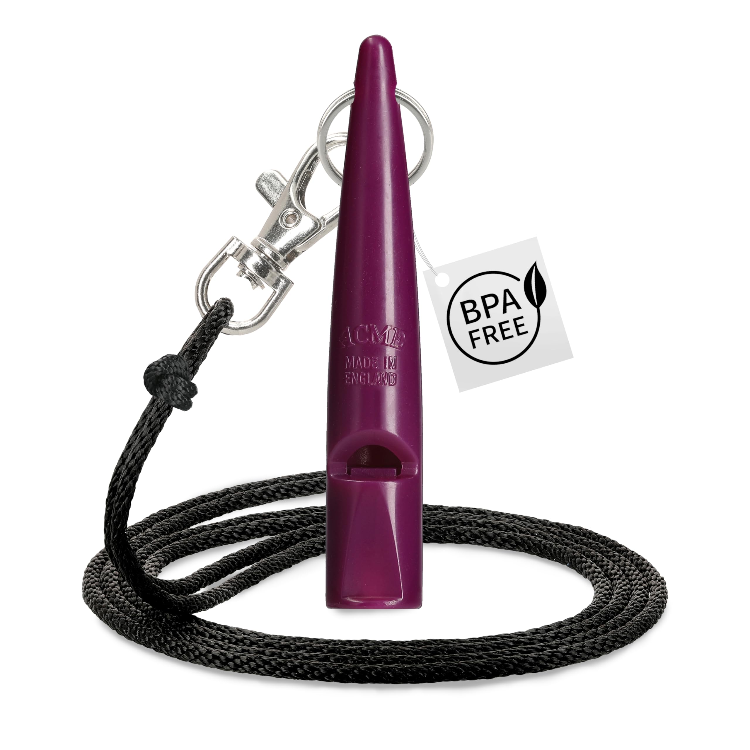 ACME Hundepfeife No. 210,5 mit Pfeifenband | Im Doppelpack | 2 Pfeifen inklusive 2 Bänder | Ideal für den Rückruf - Laut und weitreichend (Black + Purple)