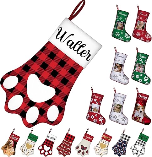 Miniatura 12 de Medias de Navidad para perros personalizadas con foto de nombre, regalos de decoración de calcetines de Navidad personalizados para mascotas