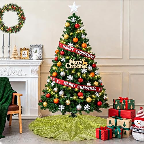 Miniatura 140 de Falda de árbol de Navidad de lentejuelas: Falda de árbol de bronce de 24 pulgadas, falda de satén con lentejuelas Falda de árbol pequeño