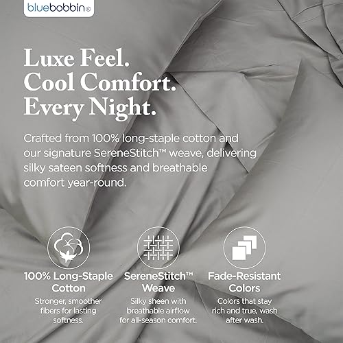 Miniatura 9 de Juego de sábanas de 4 piezas, 100% algodón egipcio de 1000 hilos, bolsillo profundo de 18 pulgadas, suave, colección de ropa de cama de hotel de