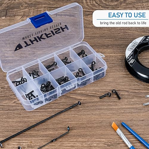 Miniatura 9 de THKFISH Kit de reparación de puntas de micro caña, 70 piezas de 10 tamaños de tubo de diámetro de tubo Kit de repuesto con caja