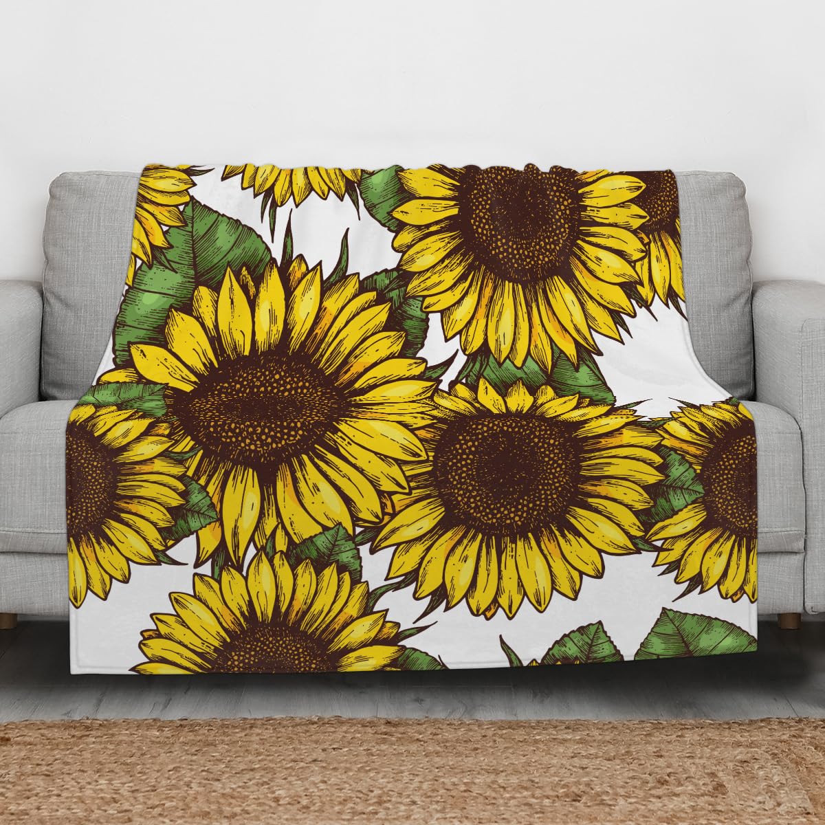 Coperta In Pile Morbida Girasoli "You Are My Sunshine" - Leggera E Accogliente 101x127 Cm