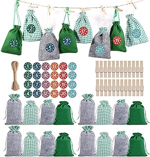 Christmas Advent Calendar Bags - 24 Days Countdown DIY Advent Calendar | Advent Calendars Garland Gift Bags, Christmas Ornaments, Christmas Countdown Party Gift Nupaque