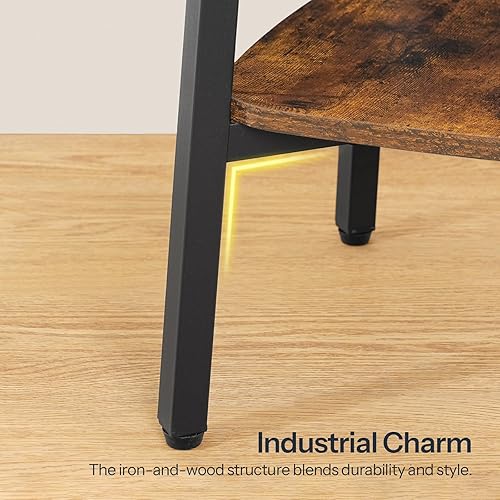 Miniatura 8 de HOOBRO Mesa auxiliar, mesa auxiliar cuadrada de 2 niveles, mesita de noche de almacenamiento pequeña, para espacios pequeños, mesa decorativa para