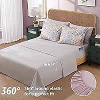 Vista 5 de CASAAGUSTO Queen Comforter Set, 7 PCS Pinkish Floral Comforter Set with Flowers Leaves Pattern, Soft Seersucker Design All Season Queen Size Bedding