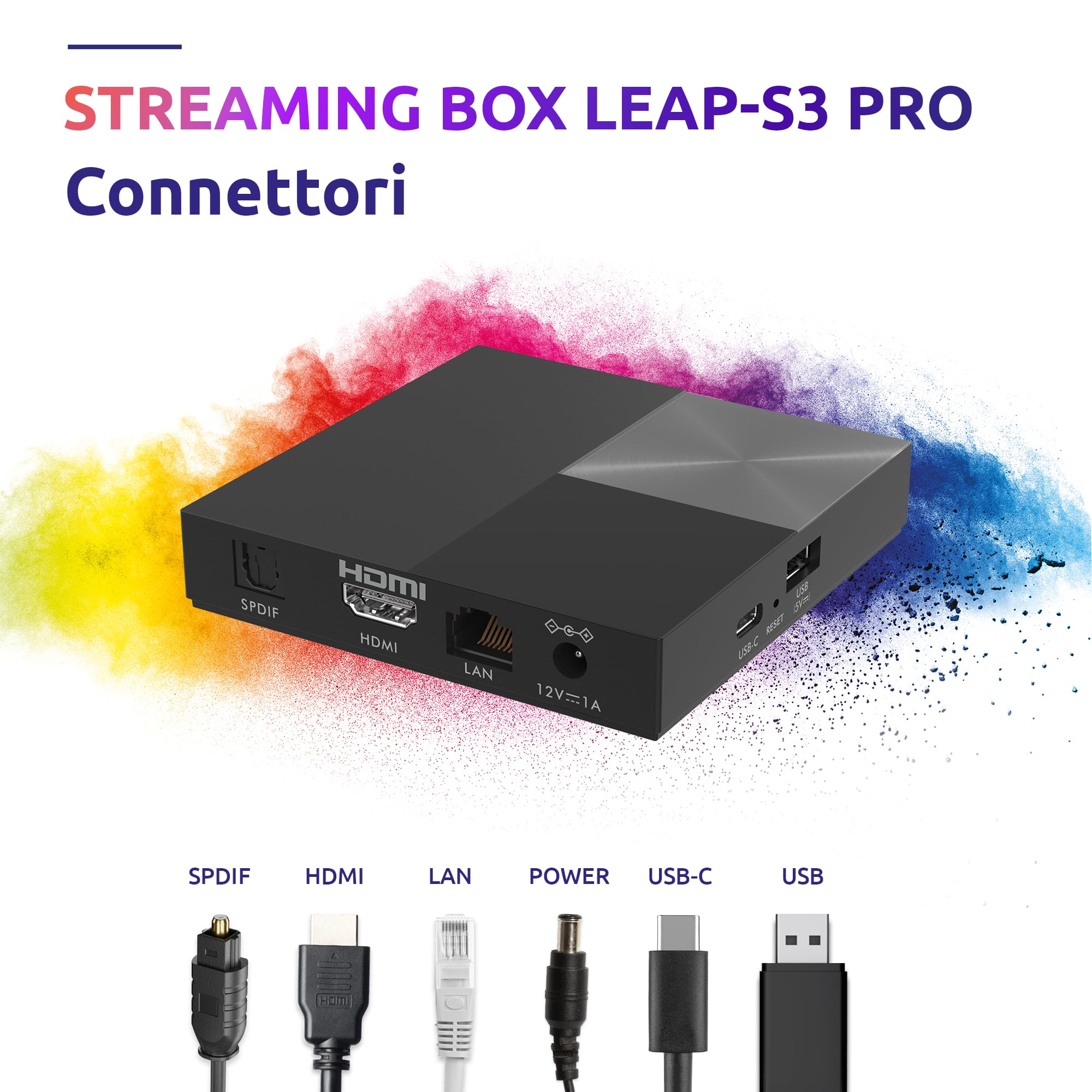 STRONG Leap-S3 Pro Streaming Box 4K UHD Google TV Con Porta Ethernet, Android 12, 4GB RAM + 32GB Memoria, Wi-Fi 6, Chromecast Integrato, Controllo Vocale Google, Dolby Audio & Dolby Vision