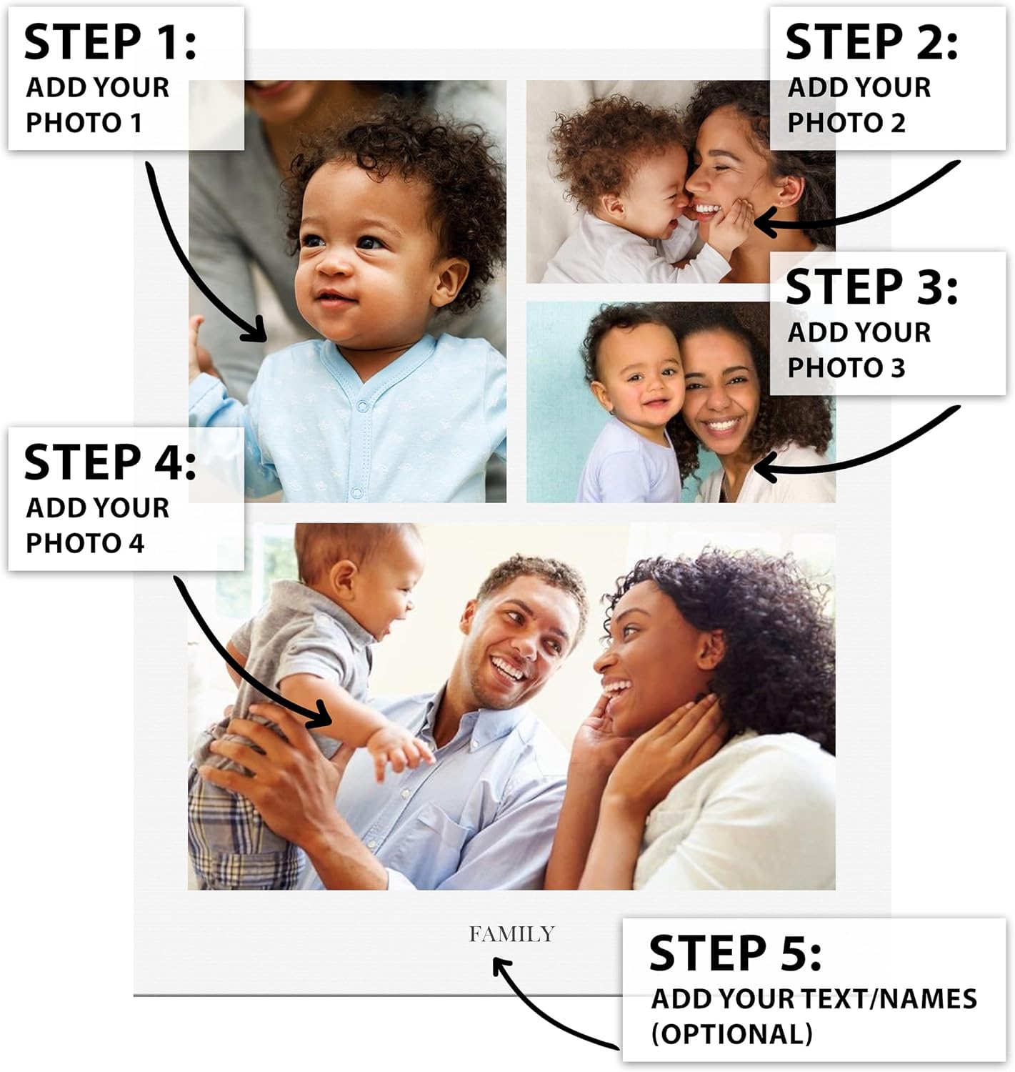 Poster Master Personalized Cherished Moments Print, Customized Family Portrait Poster and Canvas, Love Art, Gift for Parents, Children, Available in 8x10 to 30x40