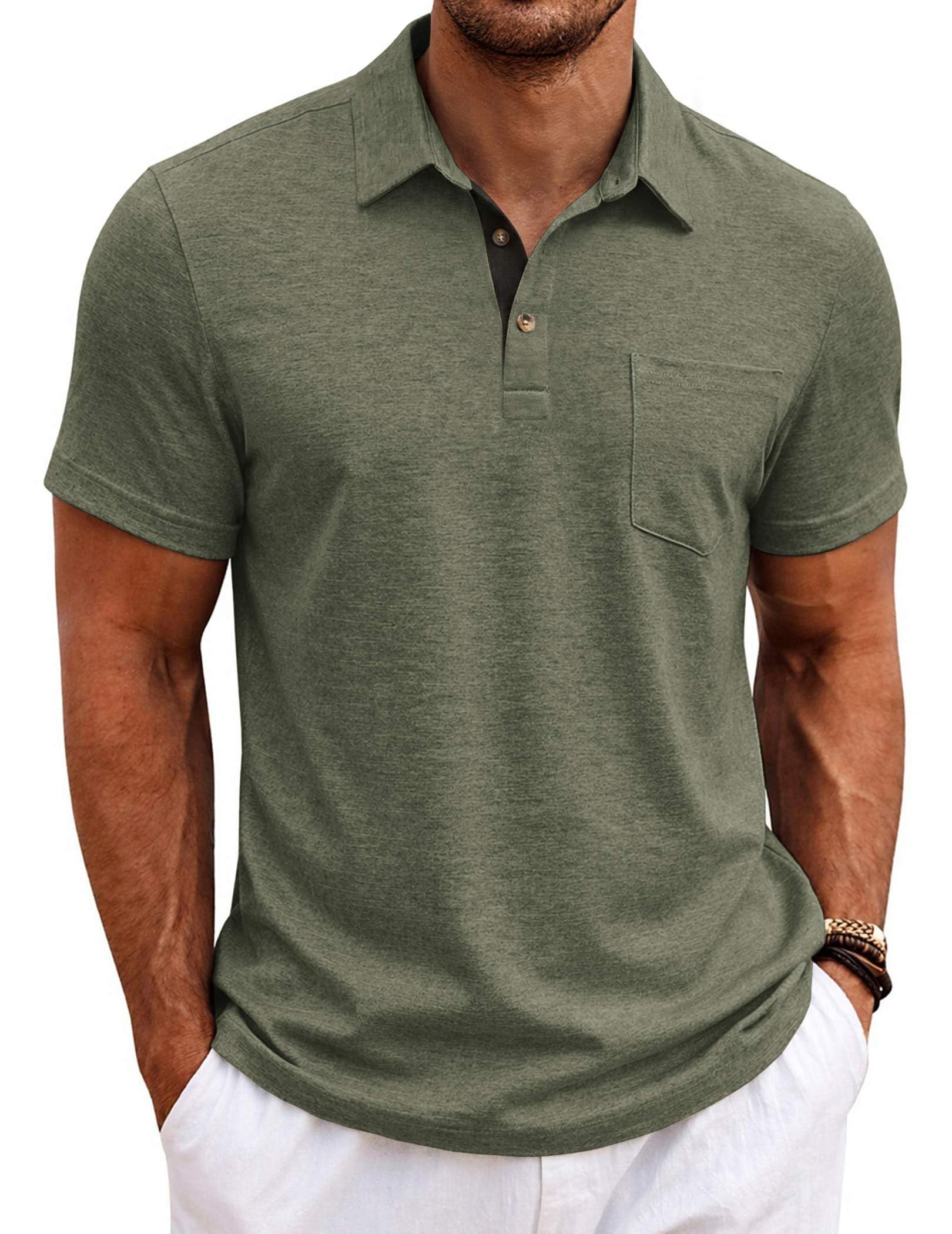 COOFANDY Mens Polo Shirts Short Sleeve Casual Summer Collar Shirts Soft Breathable Polo Tee Shirts Classic Golf Shirts Global Recycled Standard OEKO-TEX STANDARD 100 Global Recycled Standard Global Recycled Standard ISCC PLUS