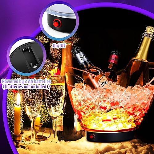 Miniatura 4 de Umigy 10 Pieces LED Ice Buckets 2L Clear Plastic Beer Buckets LED Light Beer Buckets RGB Colors Changing Cooler Bucket Plastic Ice Bucket with Stand