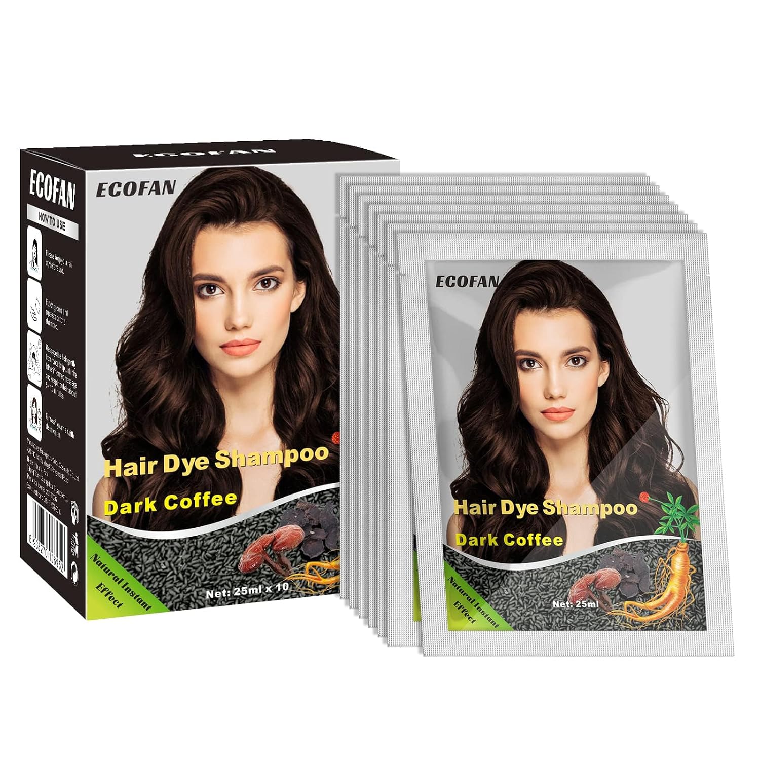 10 PCS Semi-Permanent Hair Color Shampoo - Dark Coffee