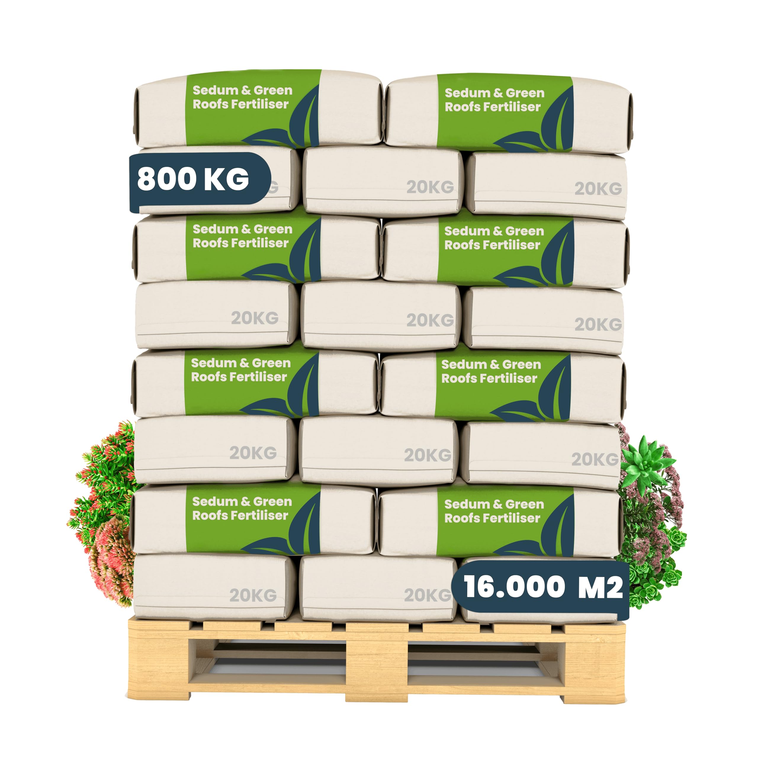 Nawóz Do Rozchodników I Roślin Okrywowych - 800kg = 16000m2 - NPK 9-2-7 | Nawóz O Spowolnionym Działaniu Do Rozchodników - Silny Wzrost - Z Magnezem - Organifer