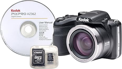 kodak az362 bk4 36x long optical zoom bridge digital camera black
