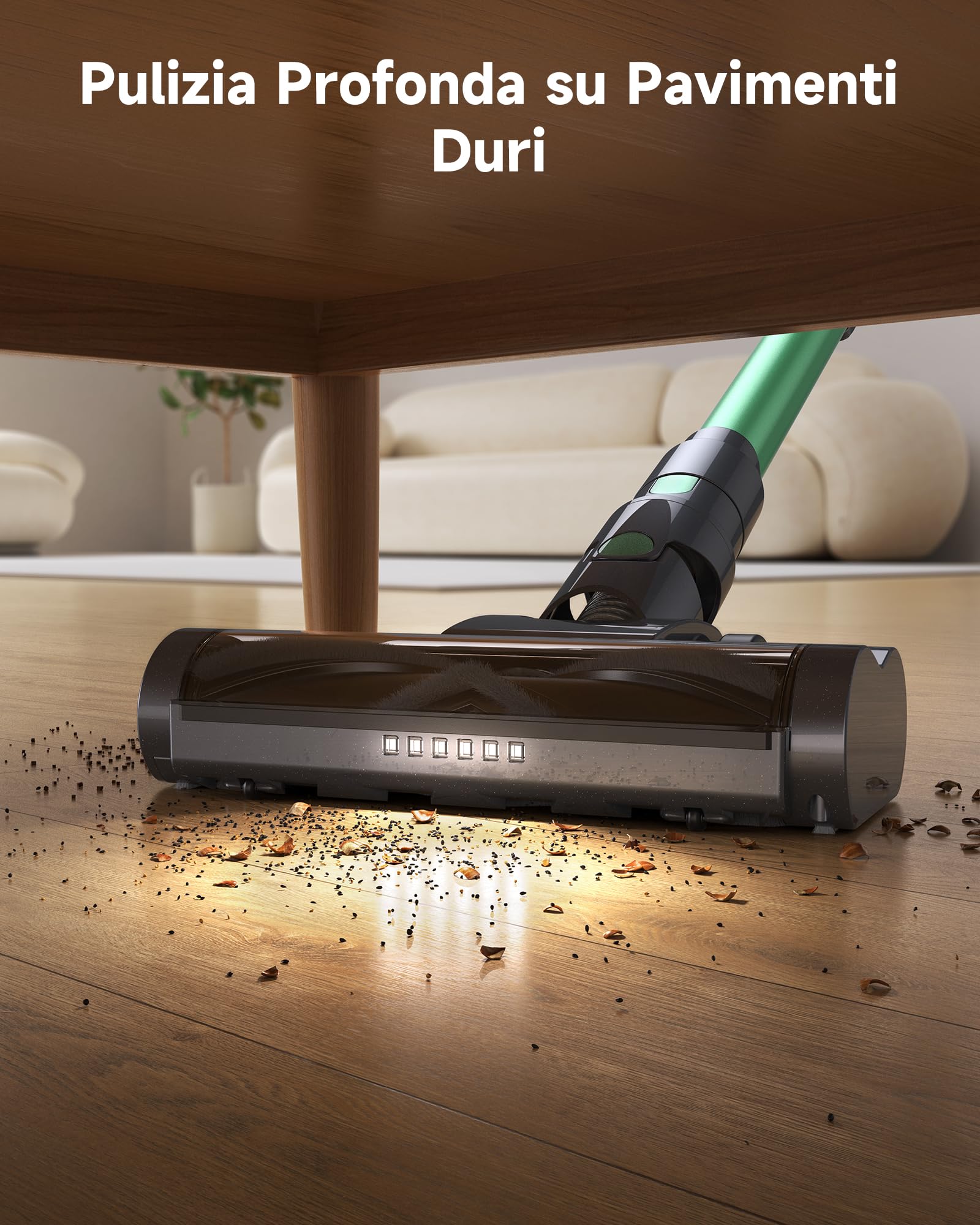 MIUZZY Aspirapolvere Scopa senza fili, potente aspirapolvere a lunga durata della batteria anti-groviglio LED schermo per piastrelle