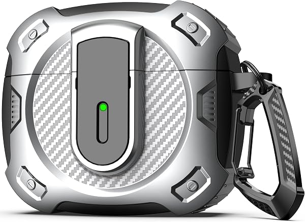 RFUNGUANGO Compatible with AirPods 3 Case with Cleaner Kit, 2024 New Space-themed Military Hard Shell Protective Armor with Lock Compatible with AirPod Gen 3 Charging Case 2021,Cosmos-Silver - 1