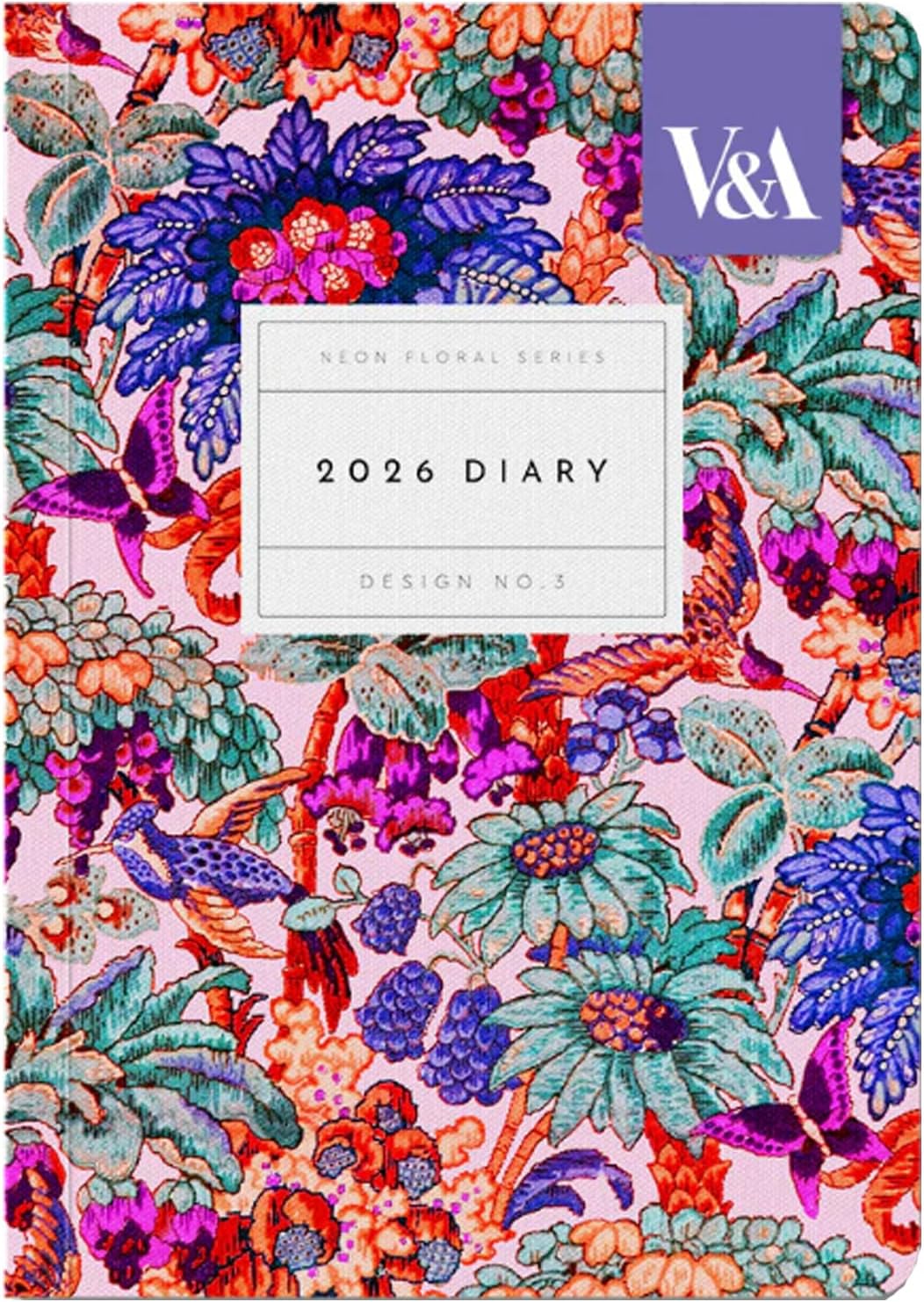 Ohh Deer 2026 Diary A6 V&A Diary with Neon Cover - Week to View with Monthly Planner - Coral Jungle