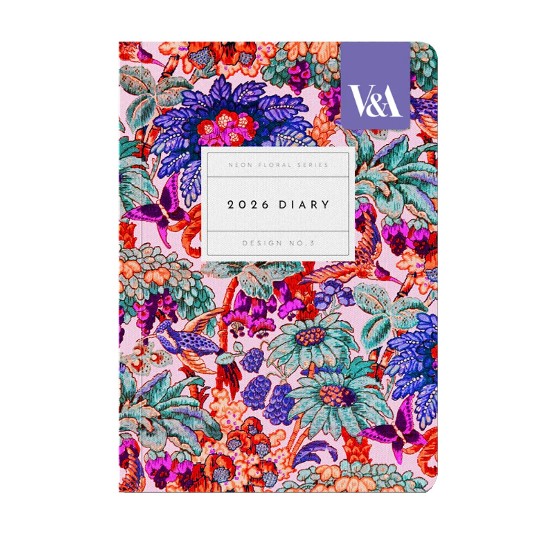 Ohh Deer 2026 Diary A6 V&A Diary with Neon Cover - Week to View with Monthly Planner - Coral Jungle