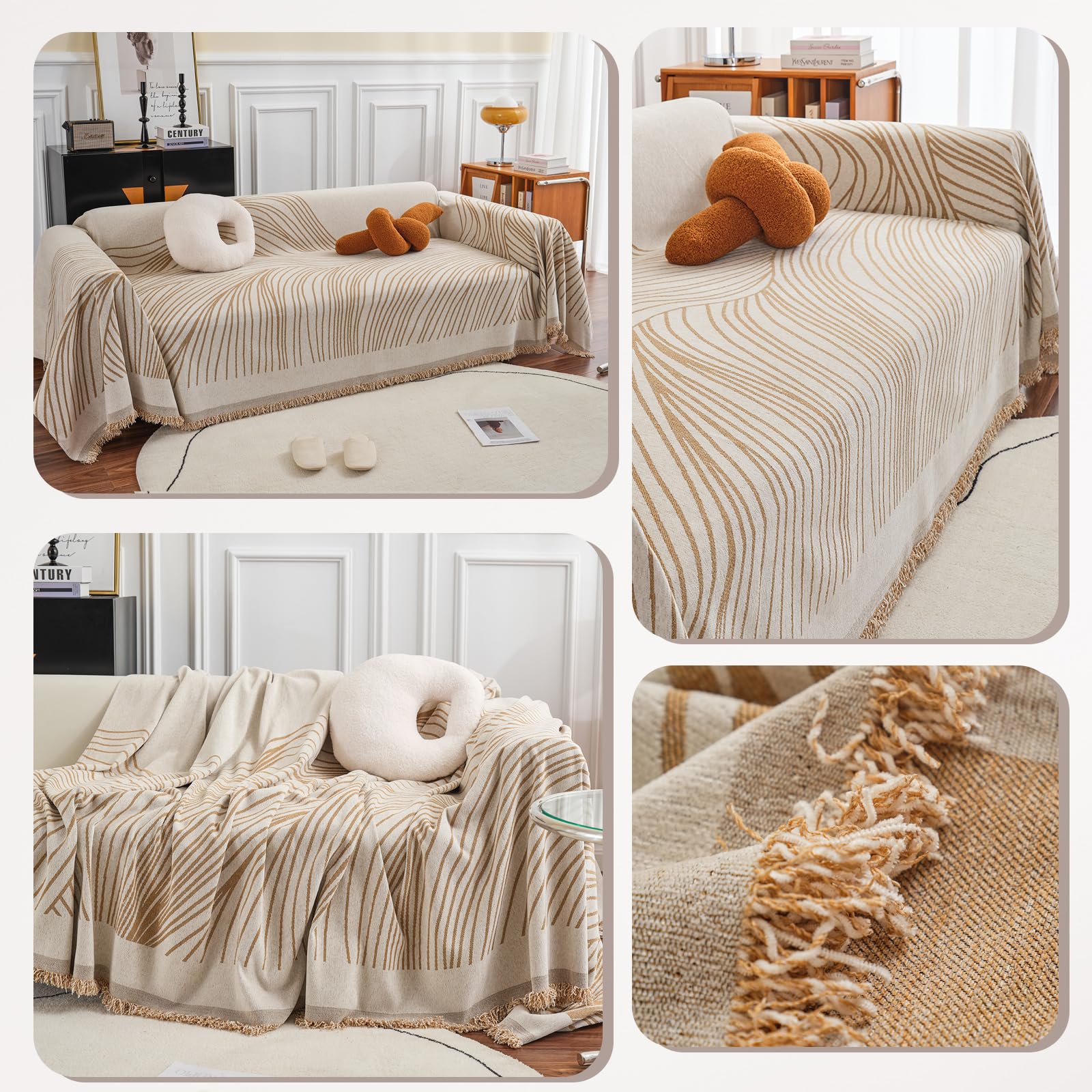 Housse de canapé en peluche moelleuse décorative pour protéger les meu
