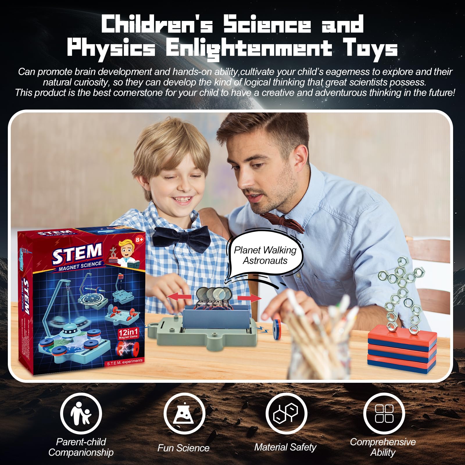 Magnetic Science Kit,Anti Gravity Magnetic Levitation Kit,12 in 1 Magnetic Science Magnetic Toys for Kids Ages 8-12 Magnets for Science Magnetic Physics Toys Educational Gift for Kids - Image 5