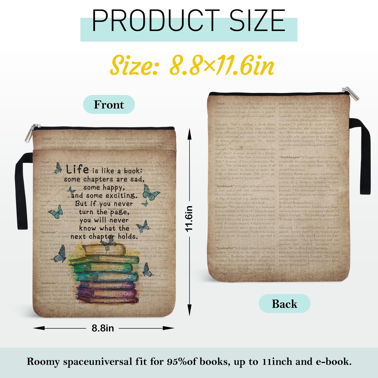 Funda inspiradora para los amantes de los libros, cubierta de libro para los amantes de los bibliotecarios, regalos de club de grupo para mujeres, decoración temática de mariposa para profesora, hija