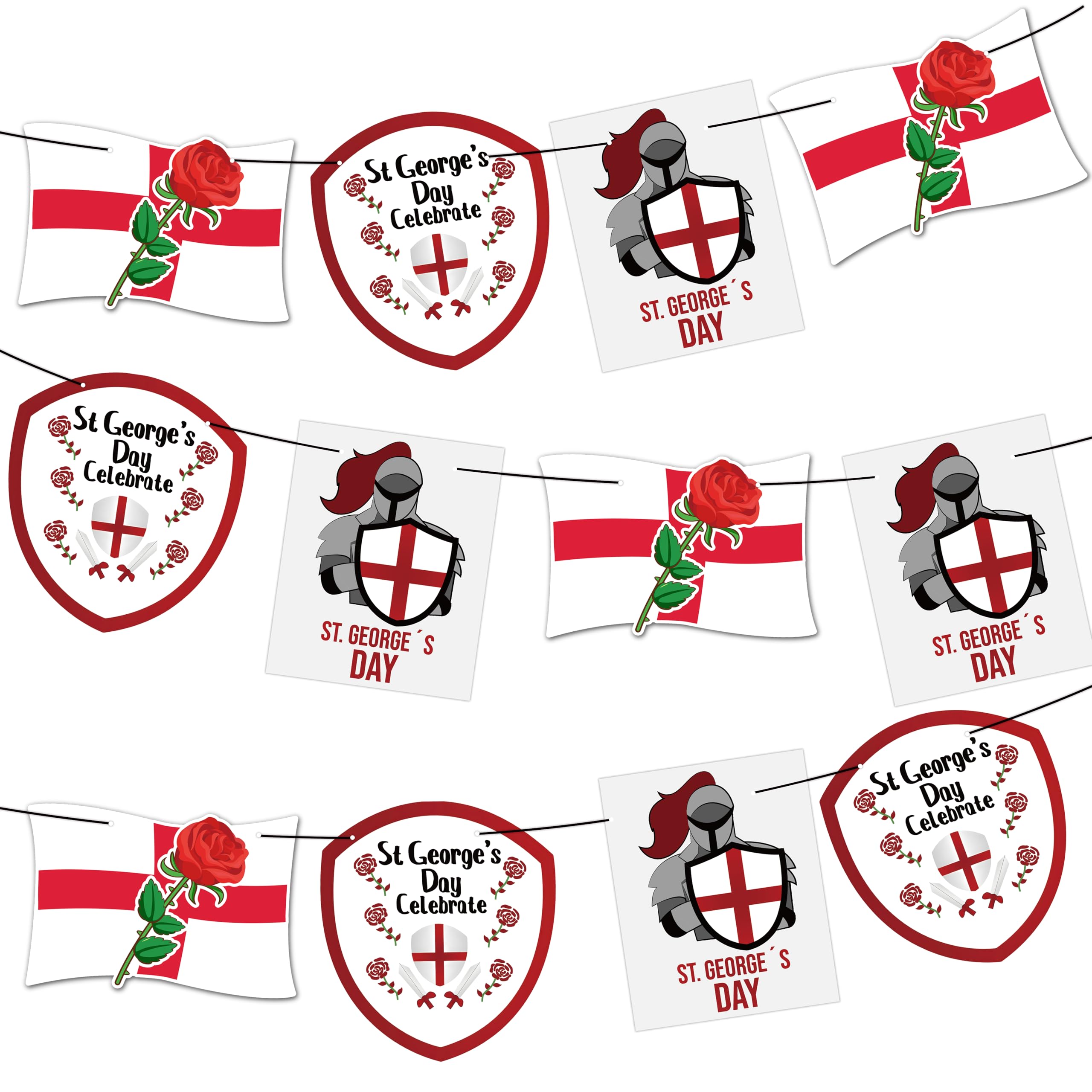 St George's Day Banner Decorations Happy St. George's Day Bunting Decorations for England National Day Patriotic Themed Party Decor