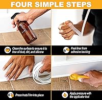 Vista 5 de InstaTrim La Junta Flexible Original - Paquete de 2 cintas de calafateo adhesivas de 10 pies de gris de 1/2" de ancho - Junta adhesiva con muchos