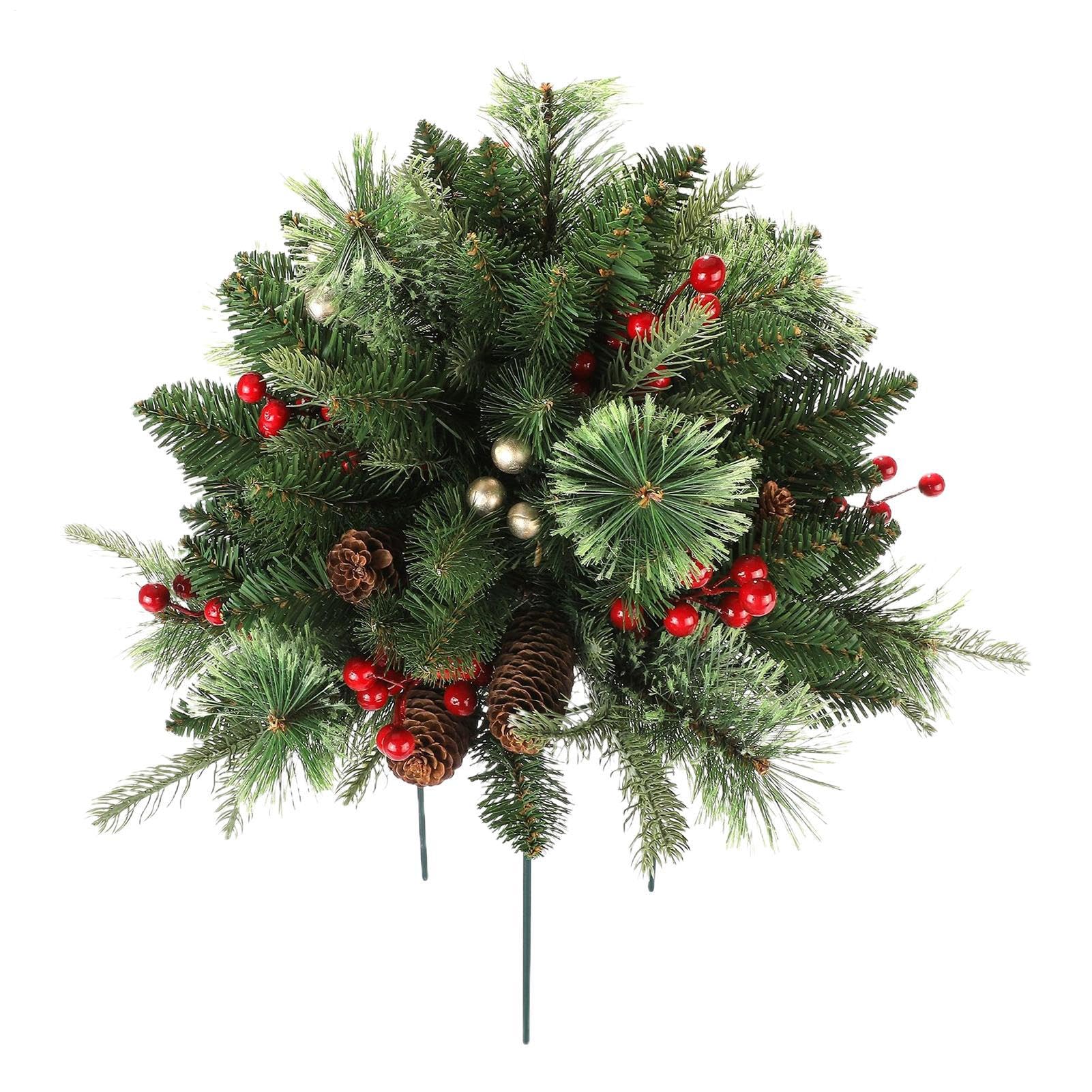 Arbre de Noël Artificiel Stable Anti Vent avec Piquets de Pelouse