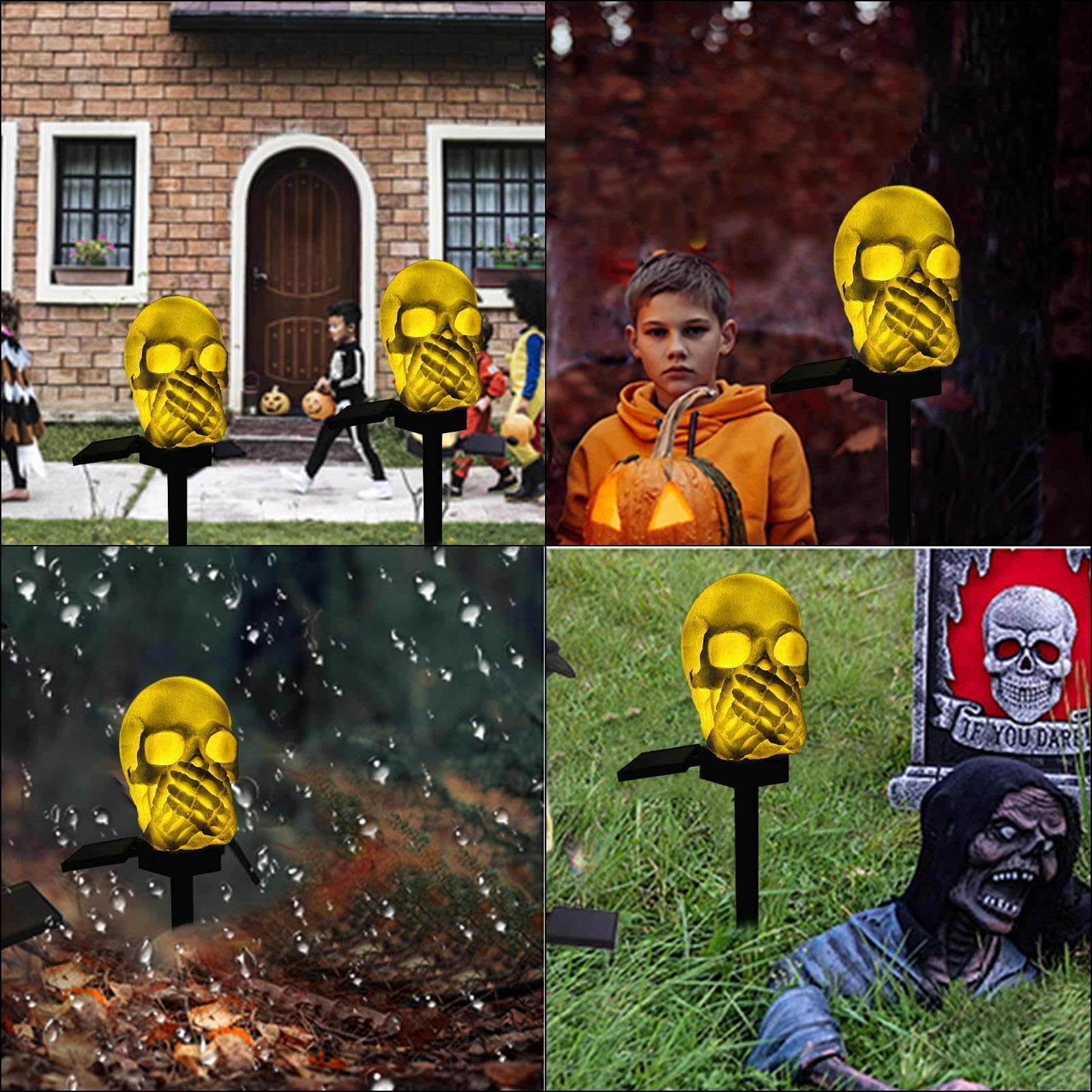 Decorazioni di Halloween per esterni, luce solare a forma di teschio di Halloween, luci decorative solari impermeabili di Halloween (1 confezione) | Leroy Merlin