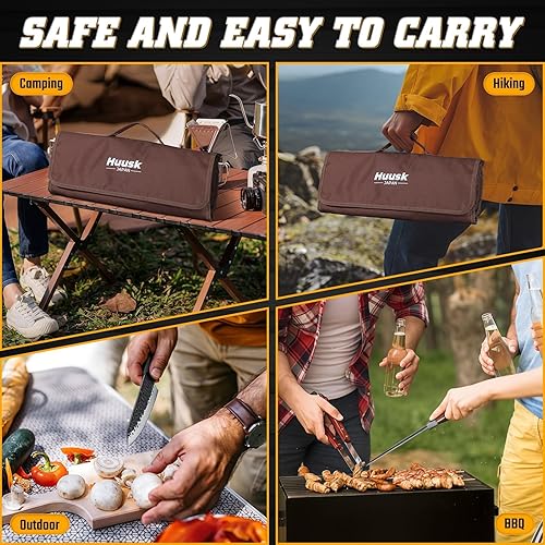 Miniatura 5 de Huusk Juego de cuchillos de carnicero, juego de 5 cuchillos de chef de carnicero, cuchillo vikingo de chef forjado a mano y cuchillos utilitarios,