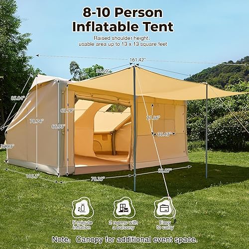Miniatura 2 de YOLENY Inflatable Tents for Camping, 4681012 Person Blow Up Tent with TPU Skylight, Mesh Windows,Stove Jack & Pump, Easy Setup 4 Season Glamping