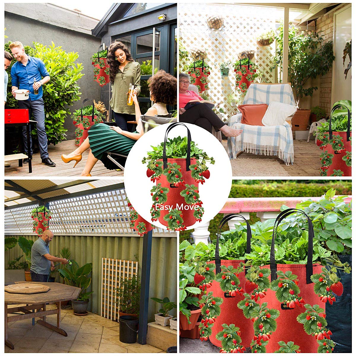 Hängende Pflanztasche Für Erdbeeren - Vertikaler Pflanzsack Mit Griffen
