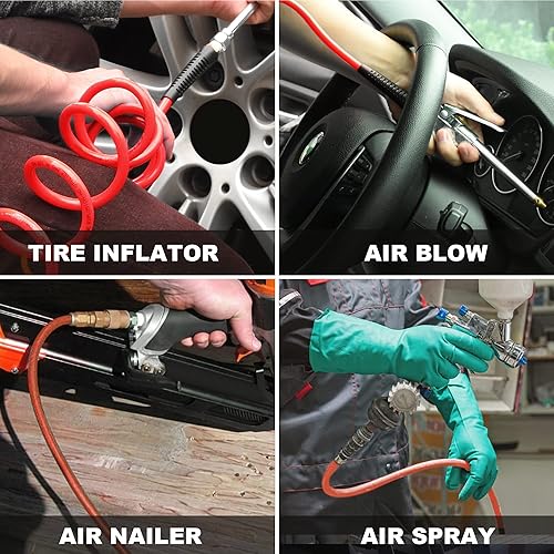 Miniatura 6 de Manguera de aire de poliuretano, manguera de aire de poliuretano de retroceso de 14 pulgadas x 25 pies con restrictores de curvatura, manguera de