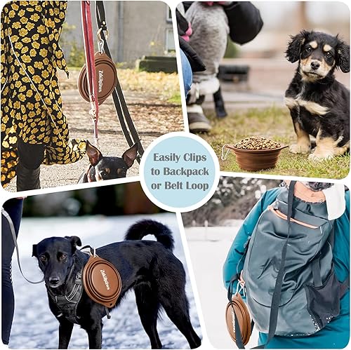 Miniatura 7 de Cuenco de viaje de silicona para perros, paquete de 2 cuencos plegables para mascotas, plegable sin borde de plástico, cuencos de alimentación para