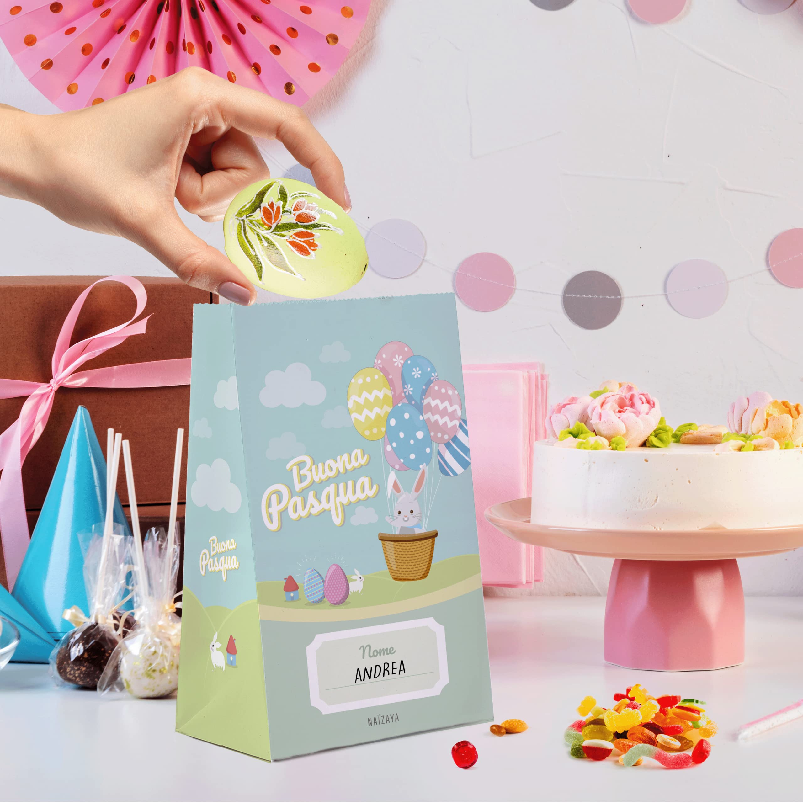 Sacchetti Pasquali Personalizzabili - 20 Bustine Con Adesivi, Per Cioccolatini E Regali, Colorati - Foto 8