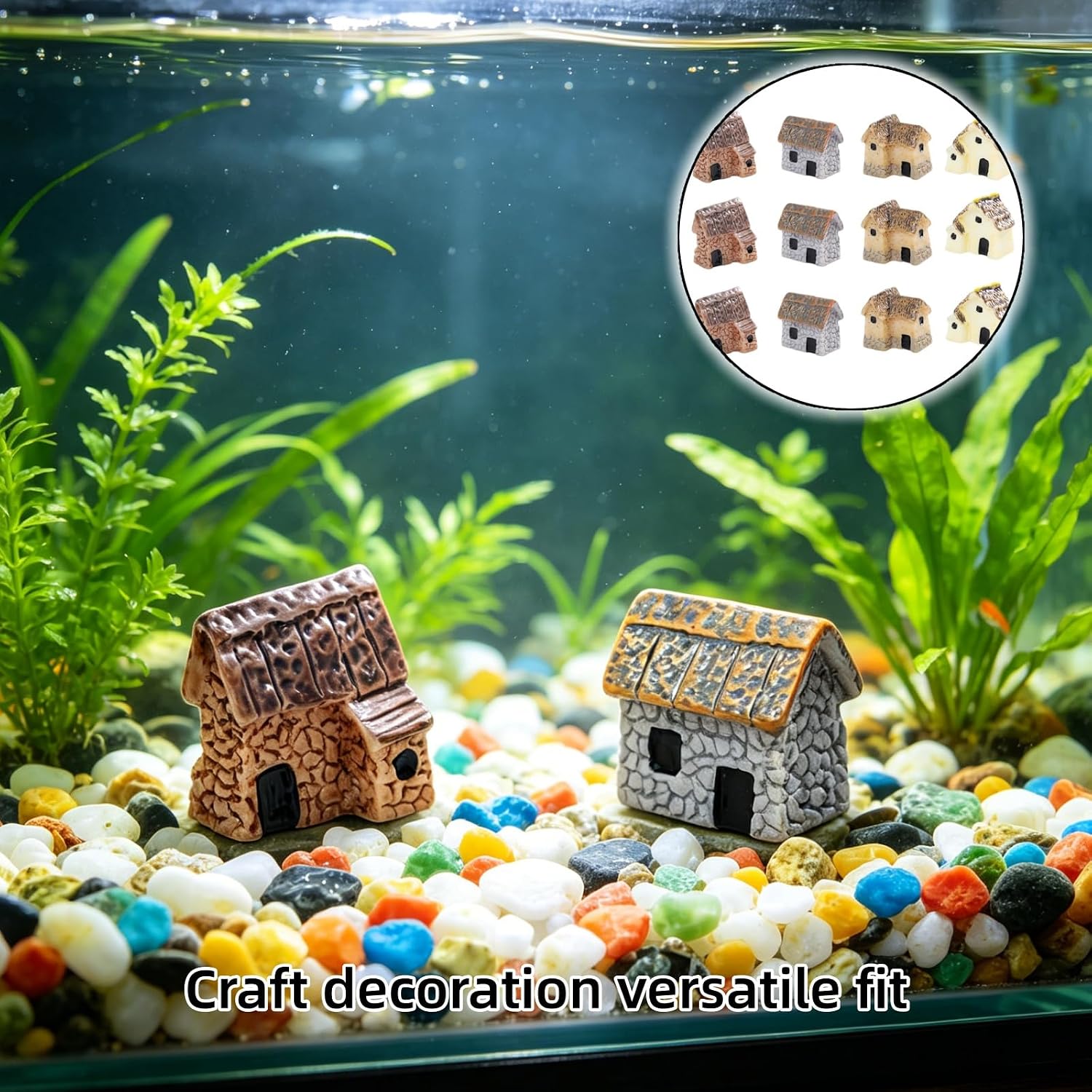 12Pcs Resin Mini Houses Fairy Garden Decor