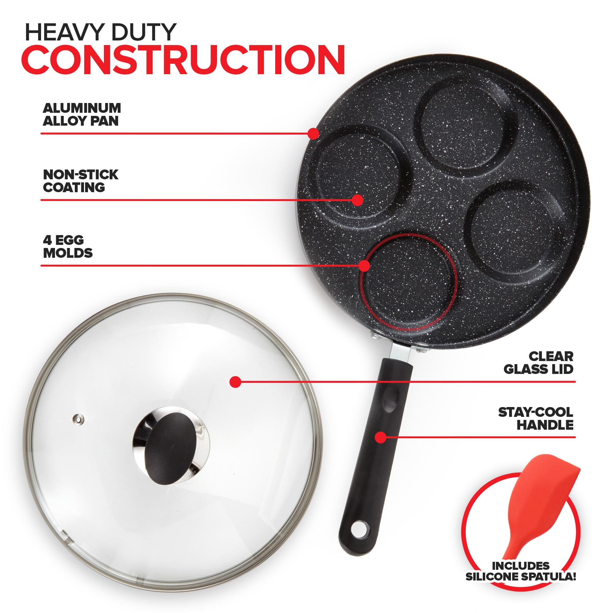Sartén antiadherente de 4 tazas con tapa, sartén para huevos fritos, sartén para tortillas, mini sartén para panqueques para estufa, gas y electricidad, sartén para huevos pequeños, 3