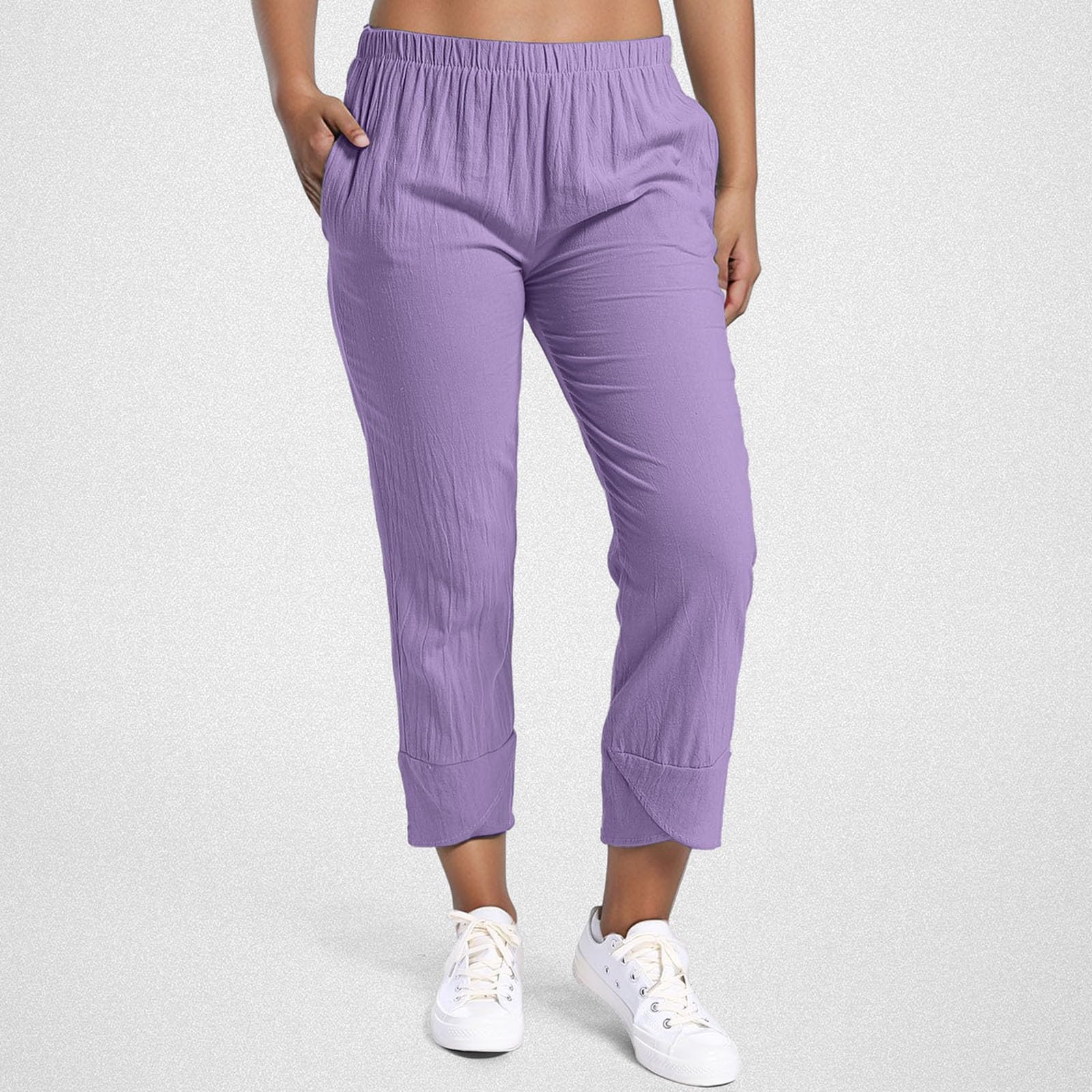 Pantalon en coton décontracté pour femme, taille haute, jambes droites, loisirs, maison, extérieur, quotidien