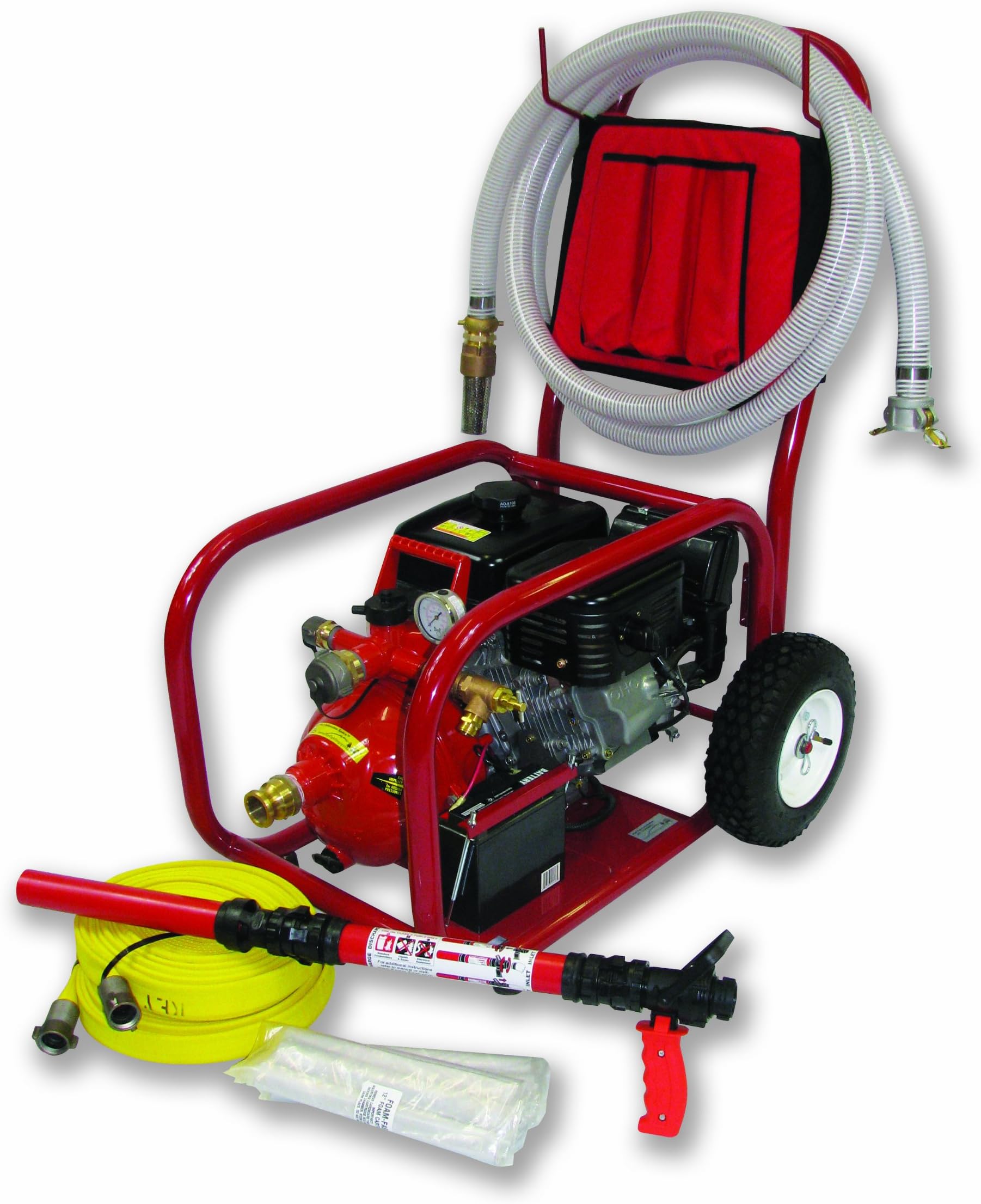 HF-S14FC-150F-BK Pool Fire Pump Cart System with 1.5-Inch Fire Hose and 30 gpm Solid Cartridge Foam System