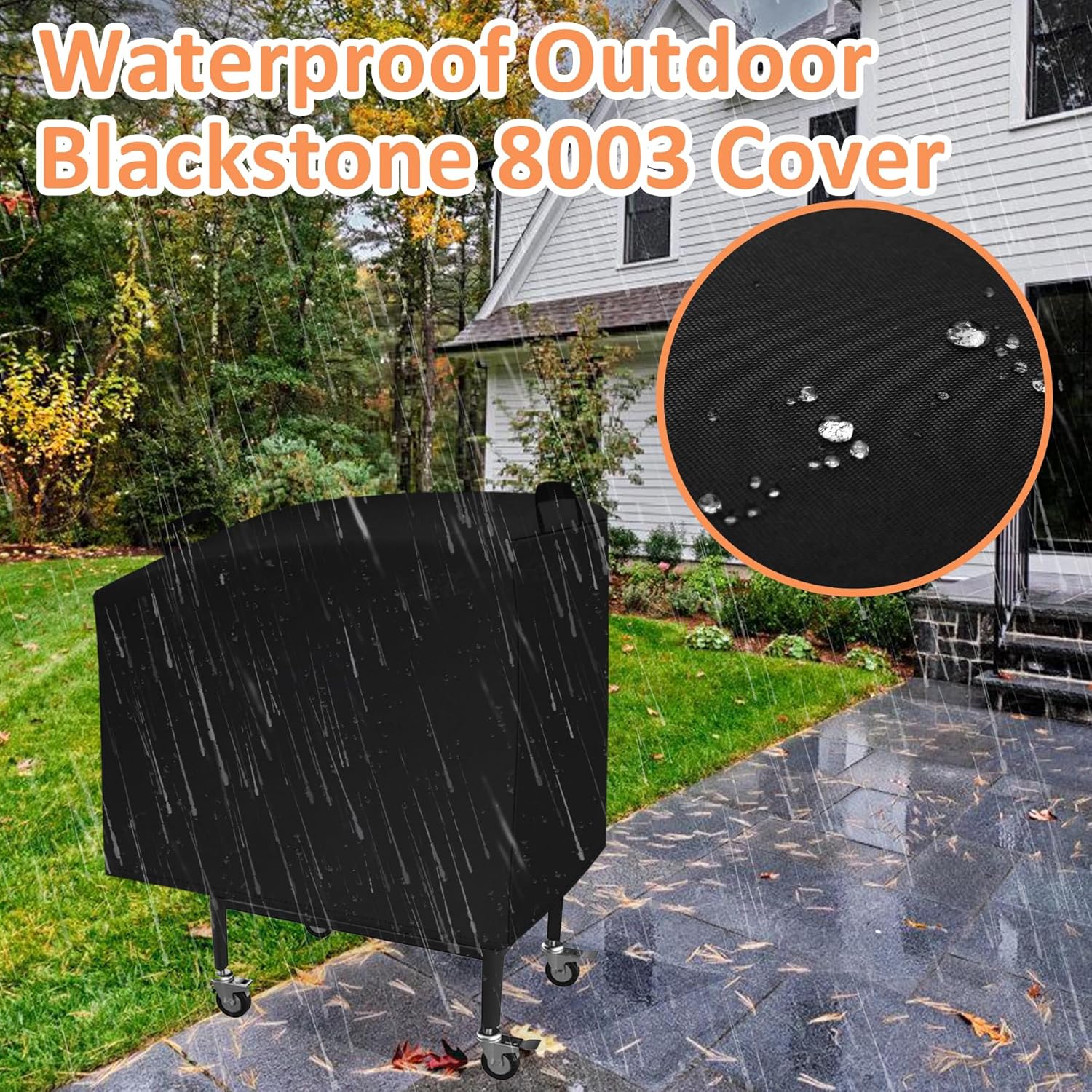 Griddle Cover for Blackstone E-Series 22" 2-Burner Electric Tabletop Griddle with Prep Cart, Heavy Duty 600D Waterproof Outdoor Cover for Blackstone 8003, BBQ Accessory