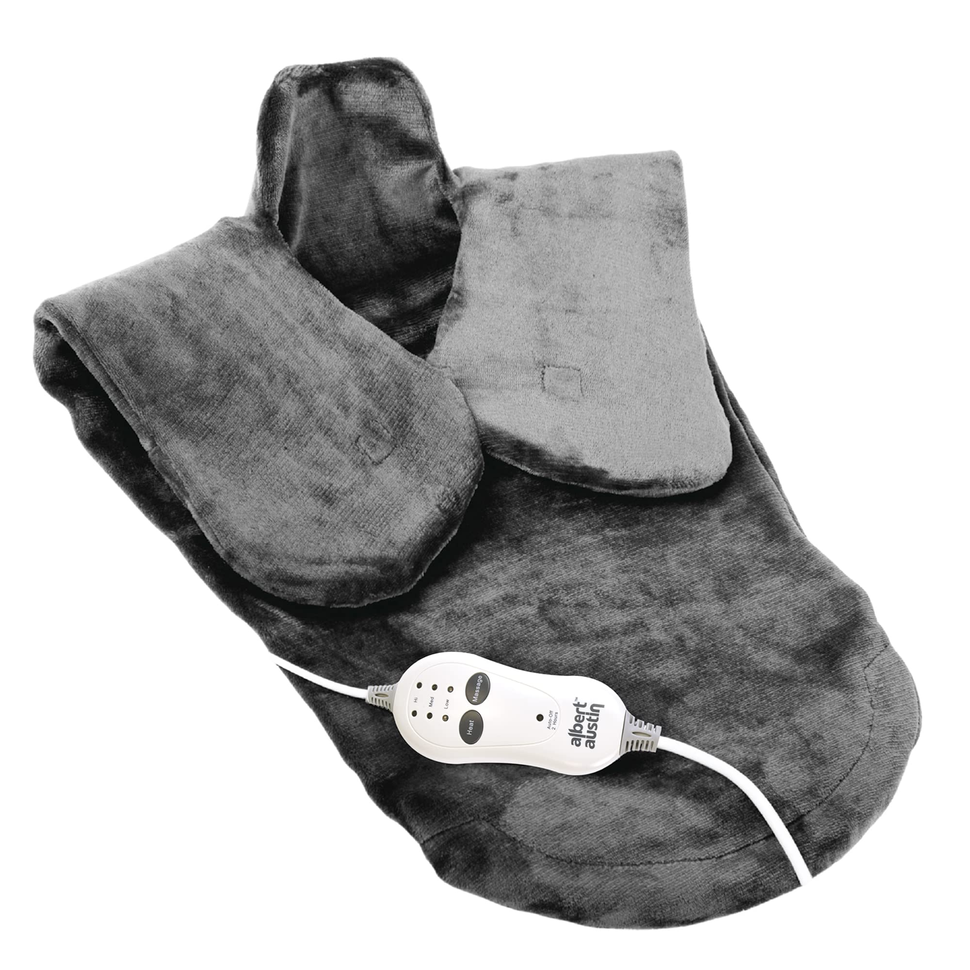 ASAB Calentador eléctrico de espalda eléctrico para masaje de cuello y hombros, envoltura de calor, almohadilla de calor para cuello, hombros, espalda, 3 ajustes de calor, apagado automático, lavable