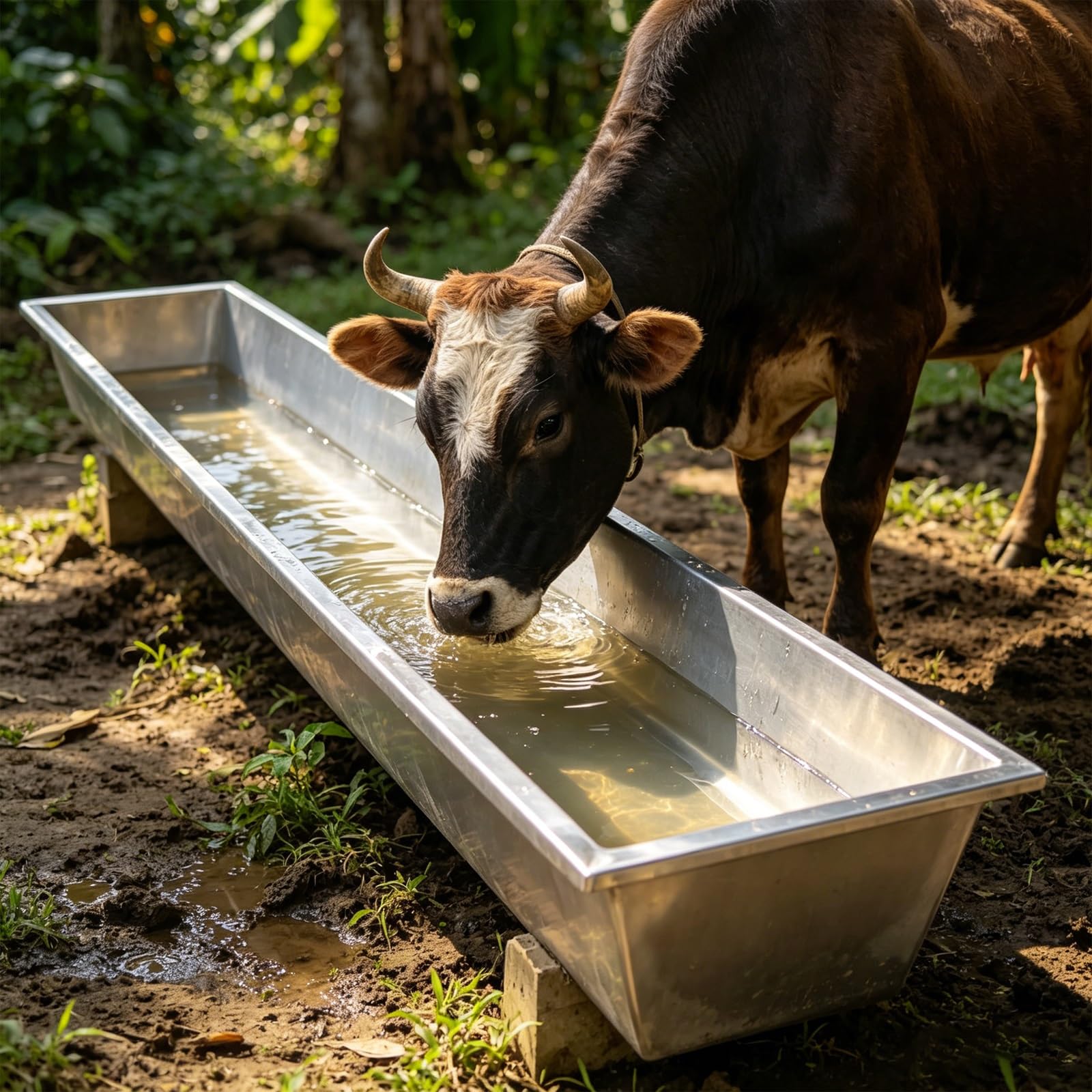 Comedero Para Ganado Comedero Tipo Canaleta De Acero Inoxidable (tamaños Extragrandes: 50, 100 Y 195 Cm); Apto Para Ganado Vacuno, Ovino, Caprino, Equino Y Porcino; Gran Capacidad(L 50cm(19 7/10in))