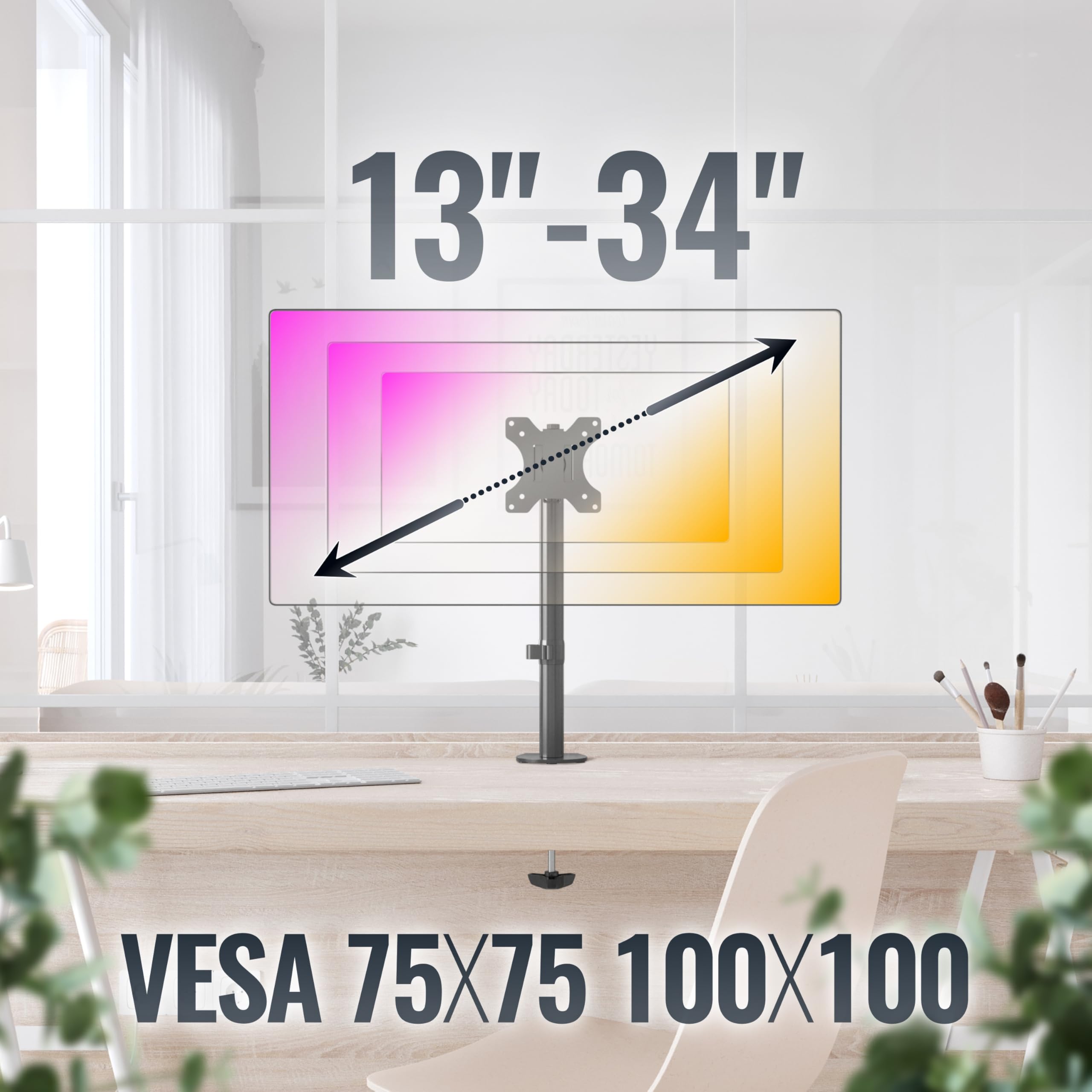 RICOO Dual Monitor houder boven elkaar tafel, VESA tafelhouder voor 13
