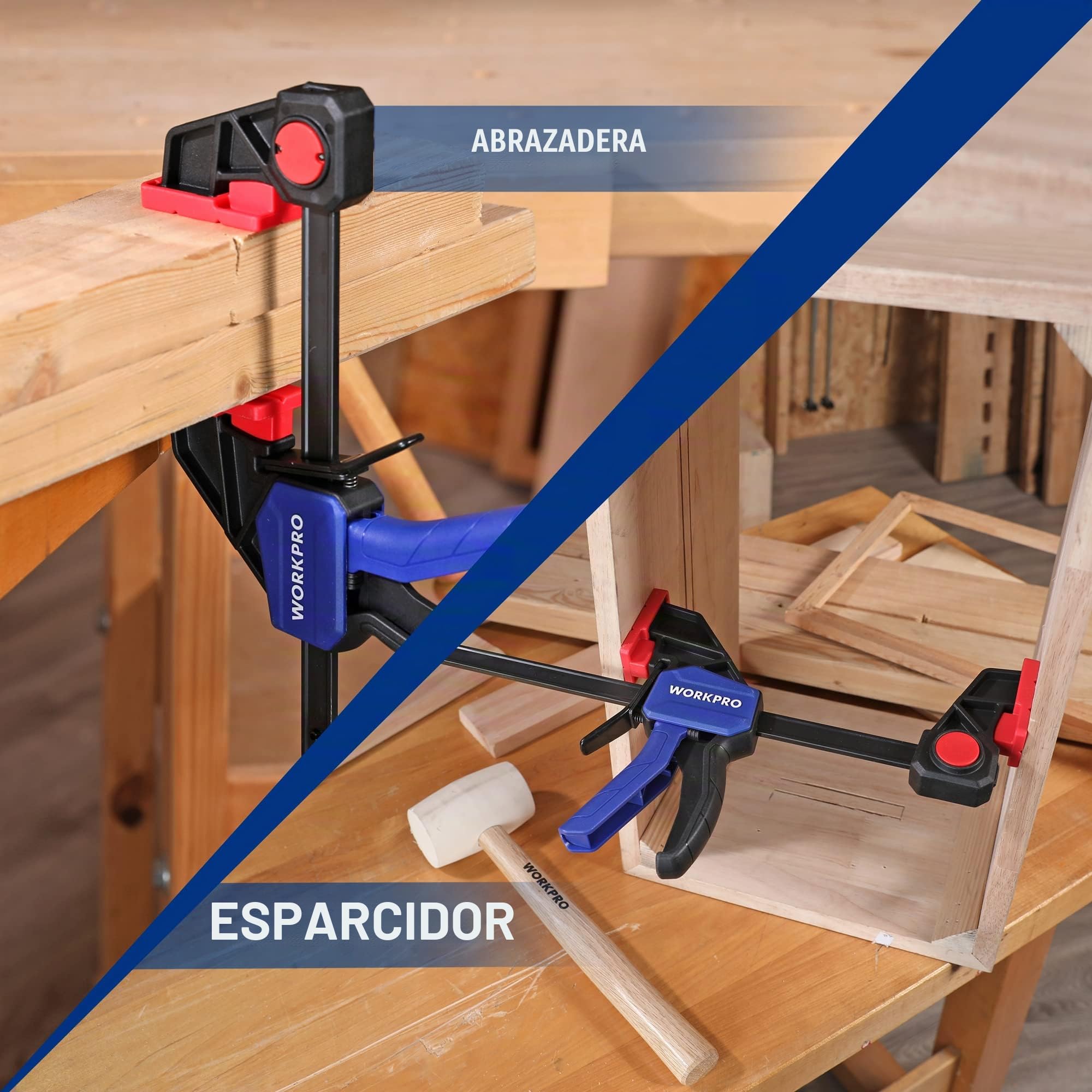WORKPRO 2 Piezas Sargento Barra de 305mm, Fuerza de Sujeción 136kg