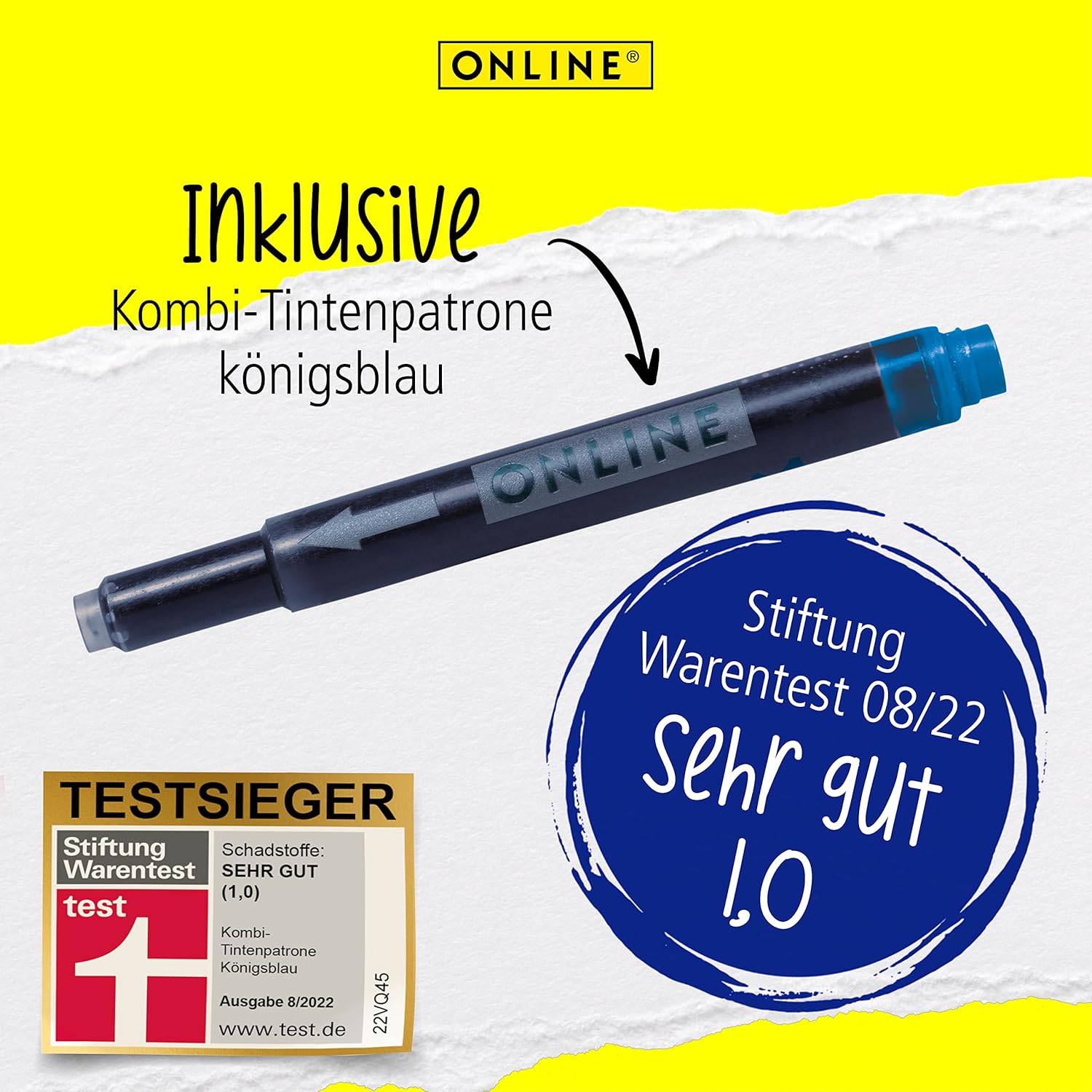ONLINE Switch Plus Rollerball Pen and Touch Pen for Tablets and Smartphones in One, Multifunctional Pen for Office or Primary School, Standard Ink Cartridges, Silver, Rollerball Tip