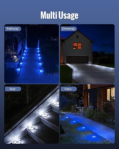 Miniatura 7 de Luces solares para entrada de vehículos, impermeables, paquete de 12, 2 colores en 1, luces LED solares para exteriores, luces solares para paseo,