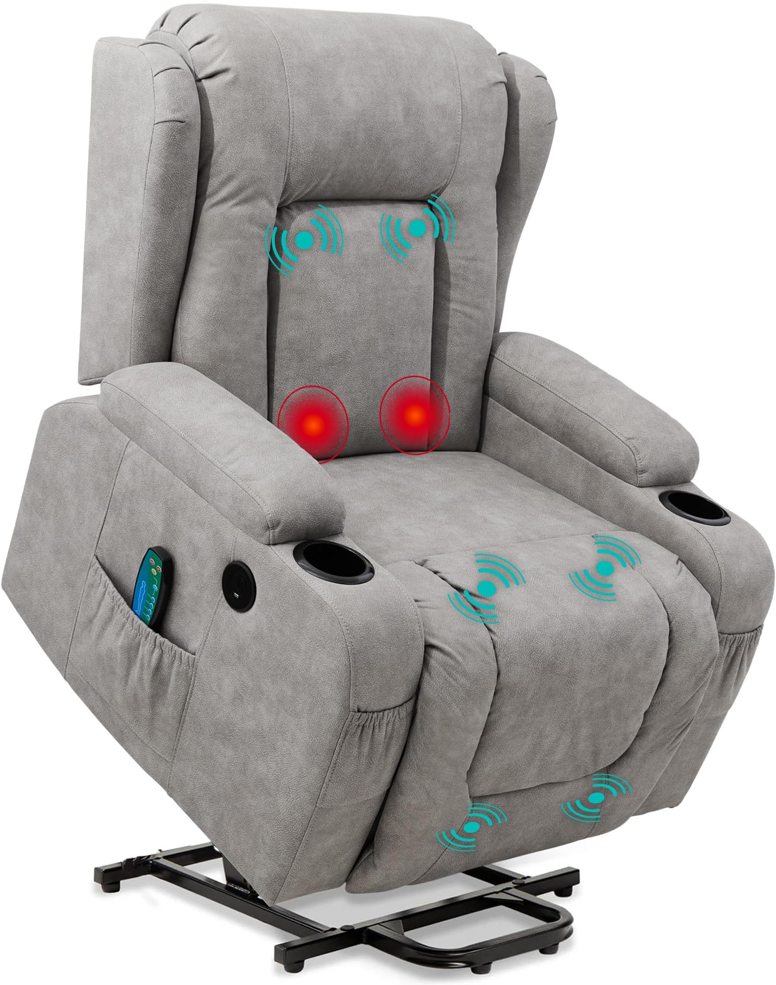 LIQHOME Electric Power Lift Recliner Chair Sofa with Massage and Heat for Elderly,3