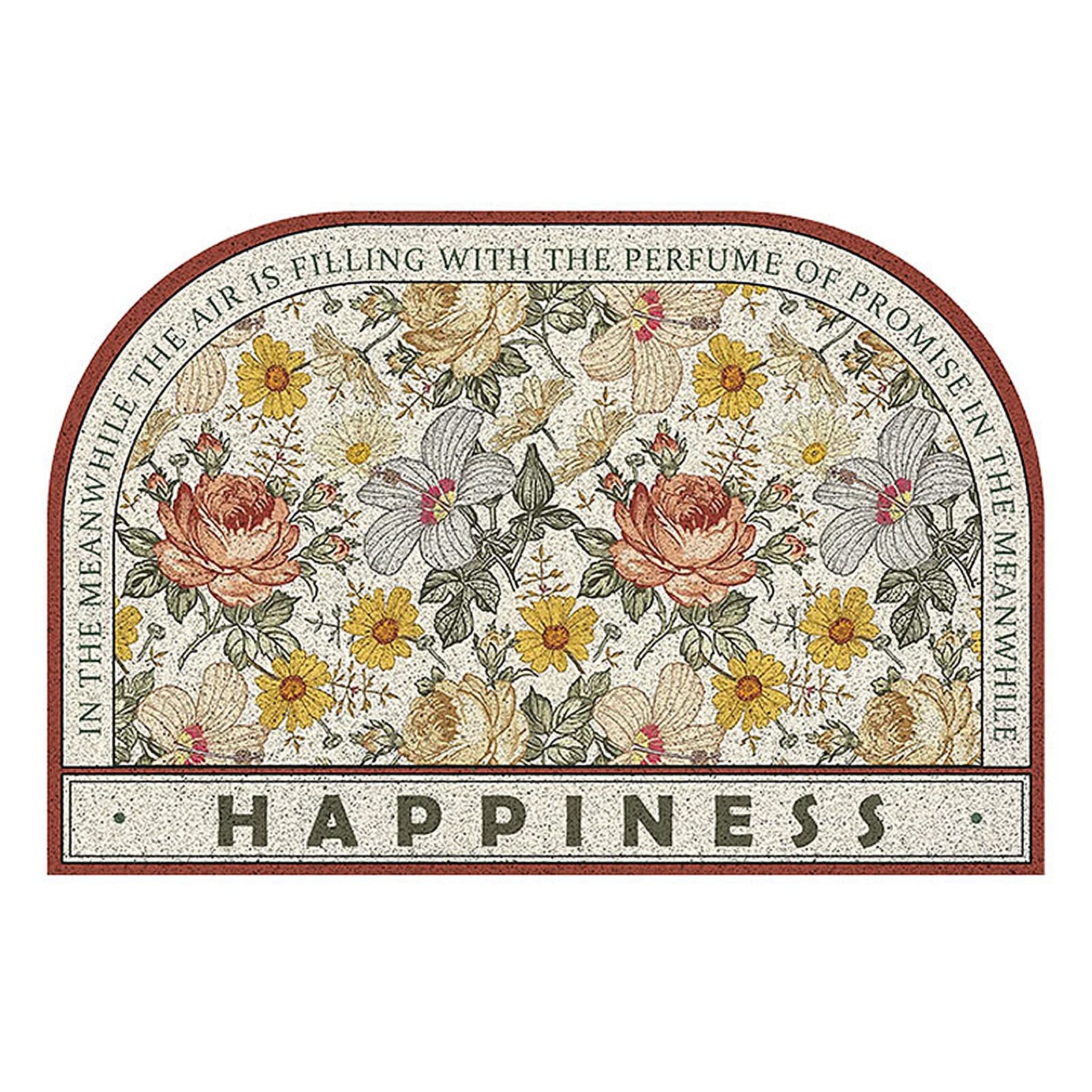 Tapis de bienvenue à motif floral végétal grand tapis de porte PVC